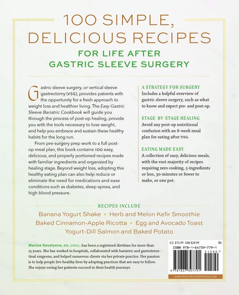 Easy Gastric Sleeve Bariatric Cookbook: 100 Recipes for Healing and Sustainable Weight Loss