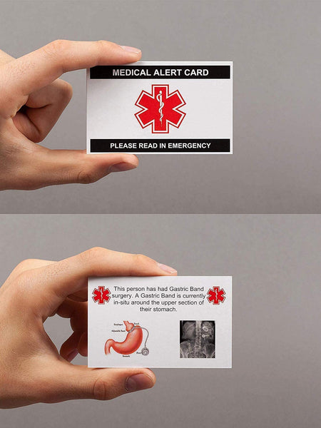 Gastric Band Medical Alert Emergency ID Plastic Card Wallet Size (2 x Cards)