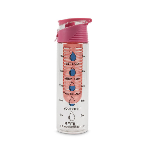 Pink Fruit Infuser Water Bottle - Timed Motivational increment Bottle
