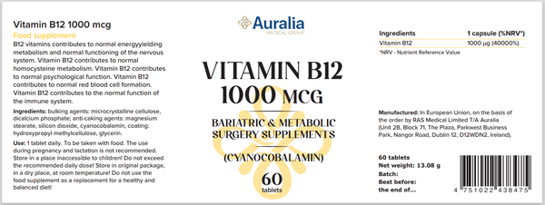 Auralia Bariatric Vitamin B12 Supplement 60 capsules