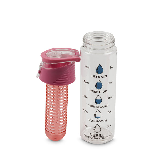 Pink Fruit Infuser Water Bottle - Timed Motivational increment Bottle