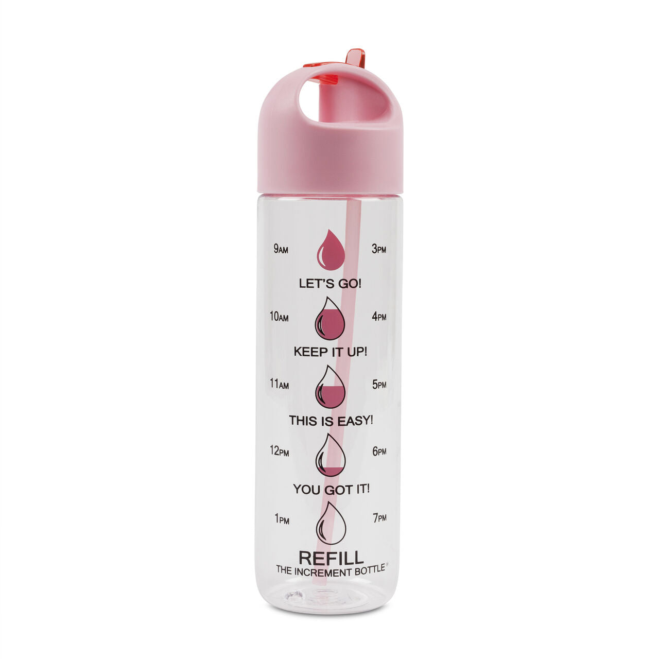Pink Straw Timed Motivational Water Bottle