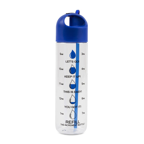 Blue Straw Timed Motivational Water Bottle
